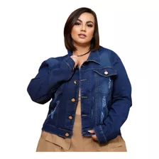 Jaqueta Plus Size Jeans Feminina Com Lycra Casaco Grande 