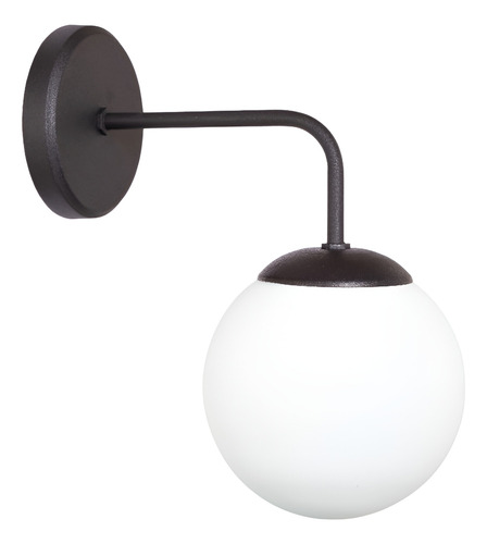 Aplique Elyn Clas 1 Luz Negro Con Globo Vidrio De 15cm