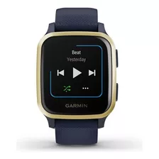 Smartwatch Garmin Venu Venu Sq - Music Edition 1.3 Caja 40mm De Polímero Reforzado Con Fibra Navy, Malla Navy De Silicona Y Bisel Light Gold De Aluminio Anodizado