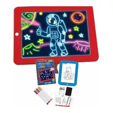 Pizarrón Led Luminoso Tablet Dibujo 3d Juguete Colores Magic Color Rojo