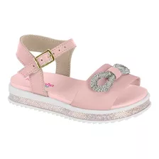 Sandalia Molekinha Bebe Rosa Laço Strass 2724-102