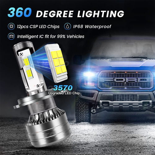 Para Toyota T100 1993-1998 H4 Kit De Focos Led 40000lm 200w Foto 4