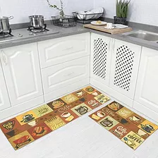 Carvapet - Juego De 2 Alfombras Antideslizantes Para Cocina,