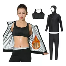 Conjunto Academia Feminino Efeito Sauna Top Casaco Calça