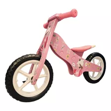 Bicicleta De Madera - Niña Con Fondo Rosa