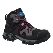 Hiker Bota Industrial Goodyear 081c Negro Y Rosa De Mujer