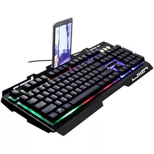 G700 Led Arco-íris Cor Backlight Gaming Jogo Usb Teclado Com