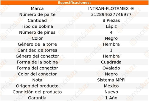 Kit 8 Bobinas Lpiz Audi Rs6 V8 4.2l 01/03 Intran-flotamex Foto 2