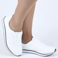 Tenis Branco Feminino Via Uno Casual Confortável Leve Macio