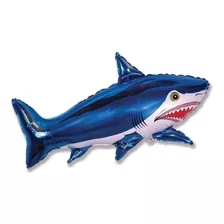 5 Balão Metalizado Tubarão Azul 70cm