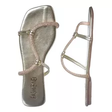 Chinelo Strass Feminino Tirinha Brilho Rasteirinhas Luxo