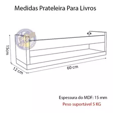 Kit 2 Prateleira 60cm Branco Para Livro Revista Parede