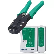 Combo Tester + Pinza Crimpeadora + 100 Fichas Rj45 Cat5e Amb