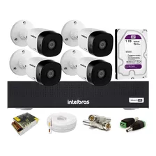 Kit 4 Cameras Intelbras 1220 Dvr 8 Canais Fullhd C/ Purple