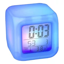 Reloj Despertador Cubo Con Fecha Y Temperatura Colores Led