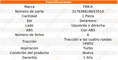 1- Maza Delantera Izq/der Hilux L4 2.8l 18/19 Tmk Foto 2