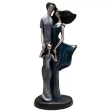 Escultura Estatueta Família Pai Mãe Filha Decorativa Sala