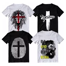 Kit 4 Camisetas Yeshua Frase Camisa Jesus Blusa Gospel Leão