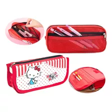 Cartuchera Sanrio Hello Kitty Color Rojo Y Blanco Combinado Hello Kitty Extensible 2 Niveles