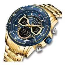 Relógio Masculino Naviforce Chrono Analógico Digital Dourado