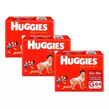 Kit Com 03 Fralda Huggies Supreme Care G De 64 Unidades