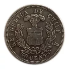 Moneda Chile 50 Centavos 1872 Repro