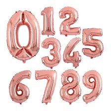 Globos De Numeros Metalizados De 70/80cm Rosa Gold X1 Unidad