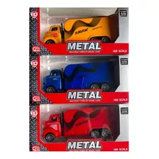 Juguete Camión Tráiler De Metal Carga Fricción Escala 1:60 Color Amarillo