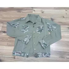 Chaqueta Verde Militar Con Camuflaje Stretch Mujer Talla M