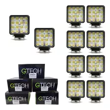 Kit 10 Farol Milha Universal 16 Led Quadrado Trator Caminhão