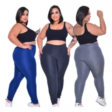 Kit Calça Legging Suplex Plus Size G1 G2 G3 Cós Alto