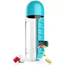 Botella De Agua 600ml + Organizador De Pastillas 