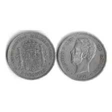 Espanha - 5 Pesetas 1871/71 - Sd/m - Prata - Mbc+