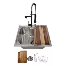 Cuba Gourmet 50x40cm Inox 304 Com Torneira Gourmet E Tábua Cor Prateado