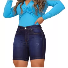 Bermudas Jeans Feminina Cintura Alta Meia Coxa