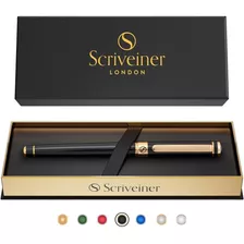 Bolígrafo Scriveiner Negro Y Oro 24k Con Recarga Schmidt