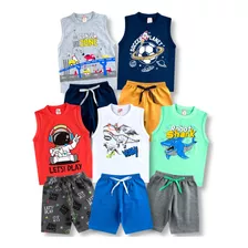 Kit 5 Conjunto Infantil Masculino Roupa De Verão Menino