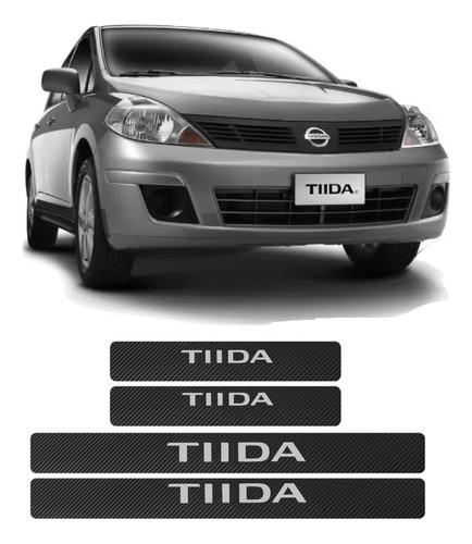 Sticker Cubre Estribos Fibra Carbon Para Nissan Tiida Foto 2