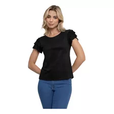 Blusinha 3 Babados Suede Blusa T-shirt Camisa Feminina Moda