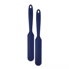 Mini Espátula Recta De Silicona Azul Marino Set X 2