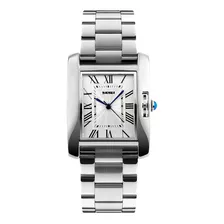 Reloj Mujer Skmei 1284 Acero Minimalista Elegante Clasico Color De La Malla Plateado Color Del Bisel Blanco Color Del Fondo Negro