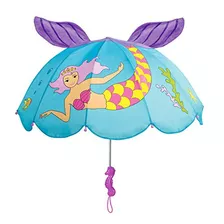 Kidorable Sirena Azul Paraguas Para Las Niñas Con Diversión 