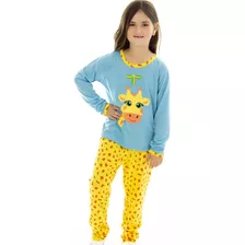 Pijama Infantil Longo Feminino Fechado Inverno Manga Longa