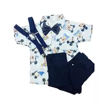 Conjunto Temático Mickey Baby Luxo Festa Com Calça