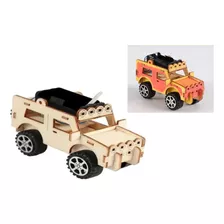 Carrinho Jeep Artesanal De Madeira E Elétrico Montável Toy