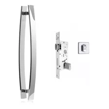 Combo Porta, Puxador Curvo 60cm + Fechadura Rolete Regulável