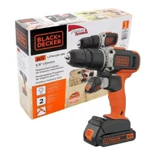 Taladro Percutor A Batería 20v Black + Decker + 45 Puntas