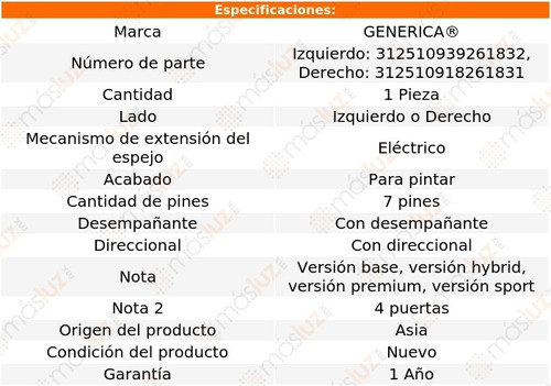 Espejo Elect P/pintar C/desemp C/direcc 7 Pines Q50 15/19 Foto 2