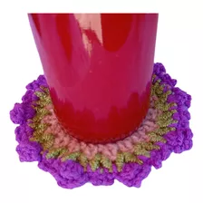 Posavasos Maceta Floral Lila Tejido