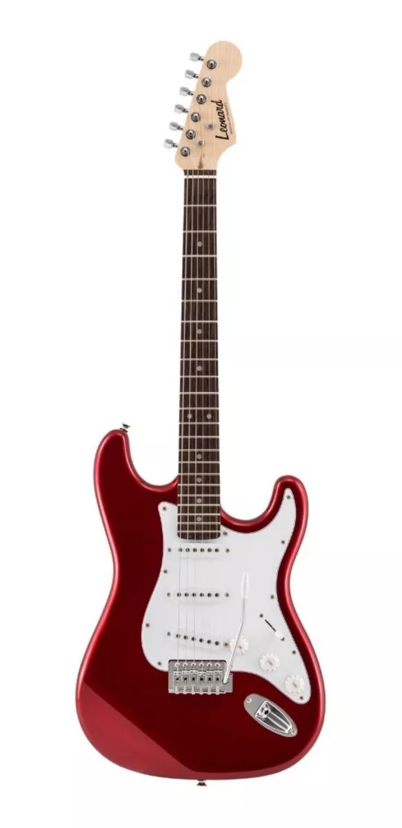 Guitarra Eléctrica Leonard Le362 Stratocaster De Aliso Metallic Red Con Diapasón De Palo De Rosa